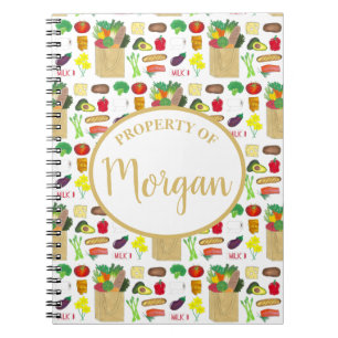 Cuaderno Compras de alimentos de frutas y verduras en el me