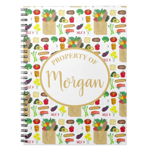 Cuaderno Compras de alimentos de frutas y verduras en el me (Frente)