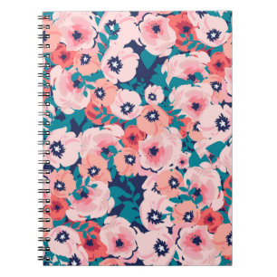 Cuaderno Comprimido Floral de acuarela: Peonies de época.