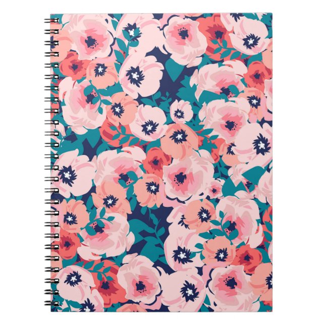 Cuaderno Comprimido Floral de acuarela: Peonies de época. (Frente)