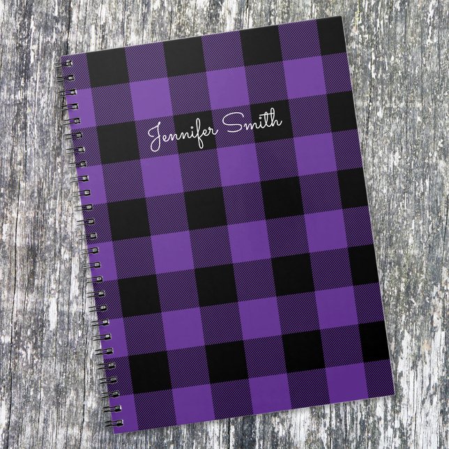 Cuaderno Comprobación moderna de búfalo morado y negro (Subido por el creador)