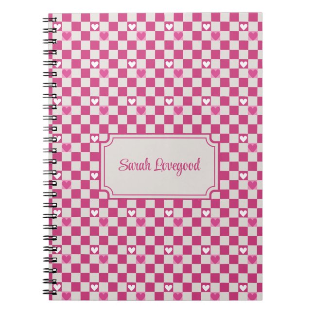 Cuaderno Comprobadores y corazones rosados (Frente)
