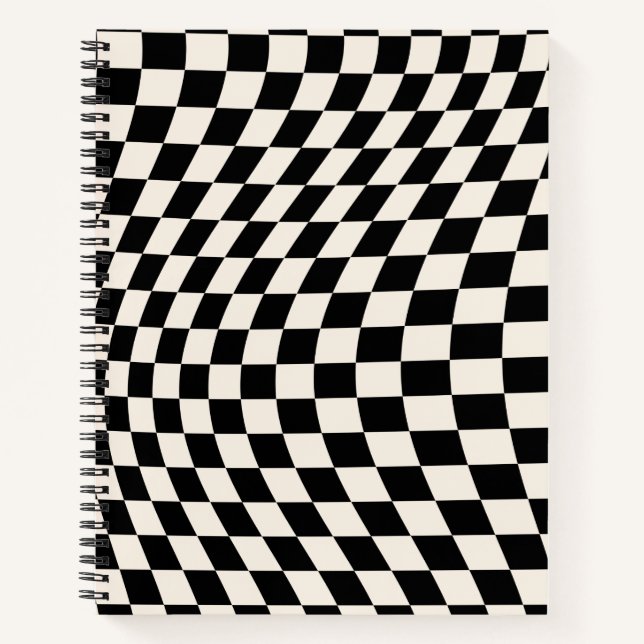 Cuaderno Comprobar tablero de cheques de patrón blanco negr (Anverso)