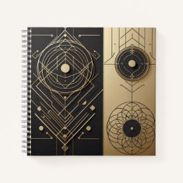 Cuaderno Computadora portátil de oro y negro con geometría