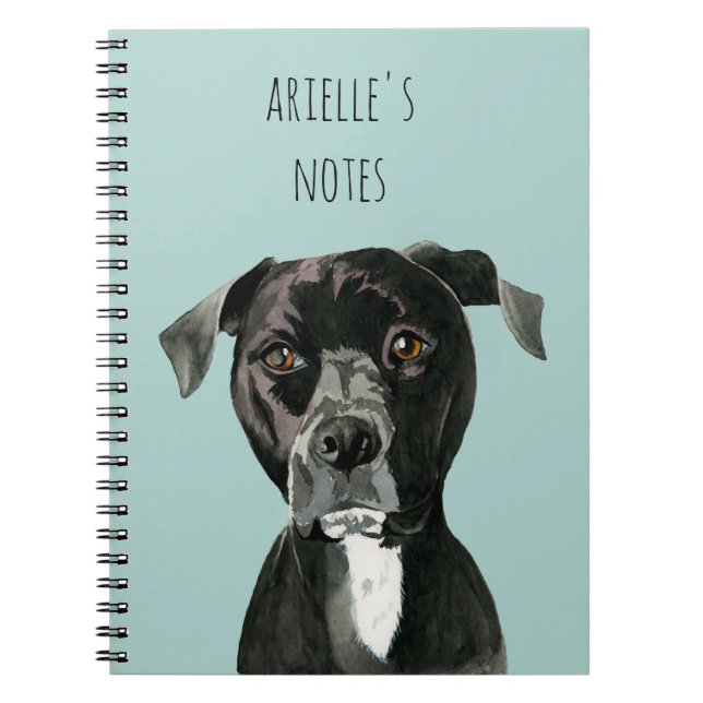 Cuaderno "Comtemplando" la pintura del perro del pitbull (Frente)