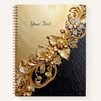 Cuaderno con Adornos Florales Dorados