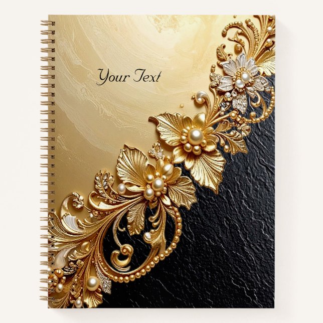 Cuaderno con Adornos Florales Dorados (Anverso)