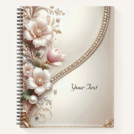 Cuaderno con Adornos Florales y Perlas