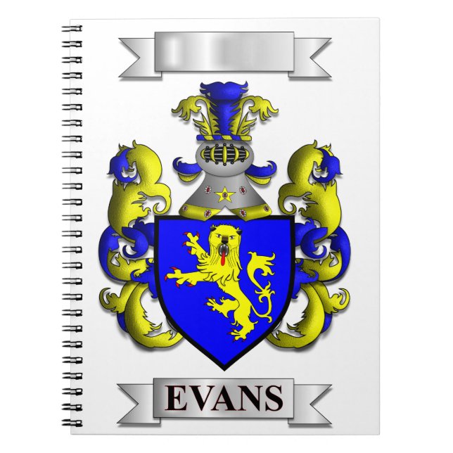 Cuaderno con apellido Evans y escudo (Frente)