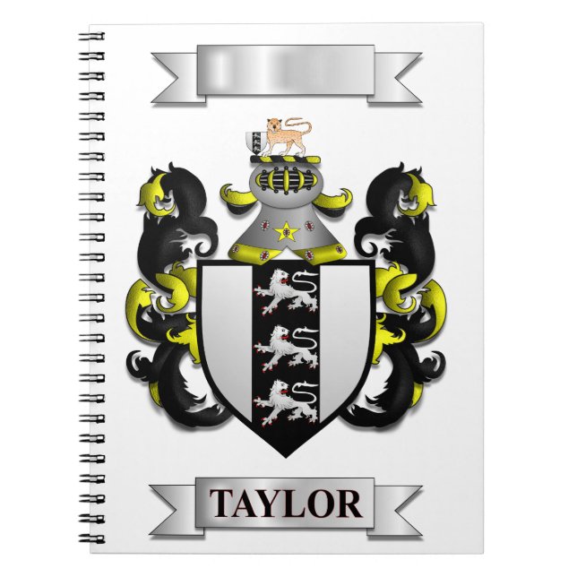 Cuaderno con apellido Taylor y escudo (Frente)
