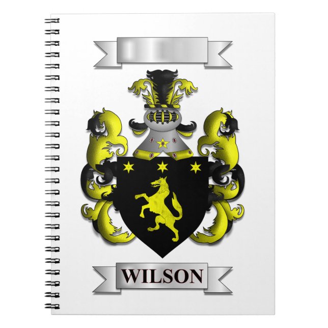 Cuaderno con apellido Wilson y escudo (Frente)