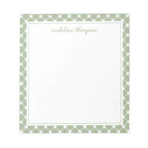 Cuaderno con borde de gingham verde salvia básico
