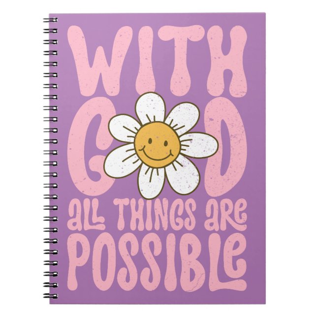 Cuaderno Con Dios todas las cosas posibles Retro Daisy Chri (Frente)