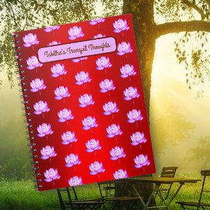 Cuaderno con flores de loto y fondo de papel de al