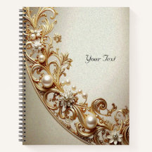 Cuaderno con floritura dorada ornamentada