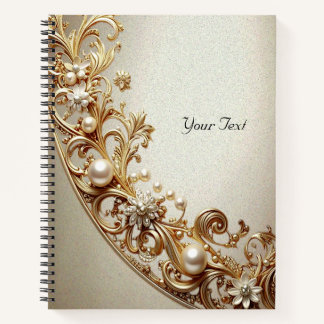Cuaderno con floritura dorada ornamentada