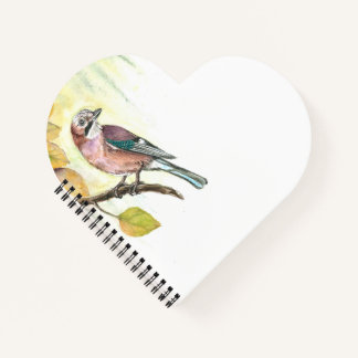 Cuaderno con forma de corazón con acuarela de Jay