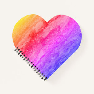 Cuaderno con forma de corazón de galaxia