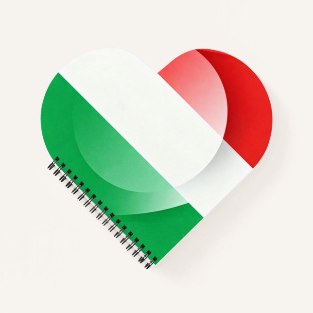 Cuaderno con forma de corazón de la bandera italia (Anverso)