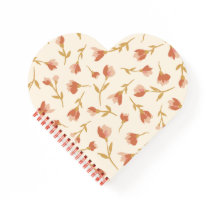 Cuaderno con forma de corazón floral pintado a man