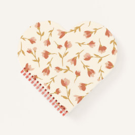 Cuaderno con forma de corazón floral pintado a man