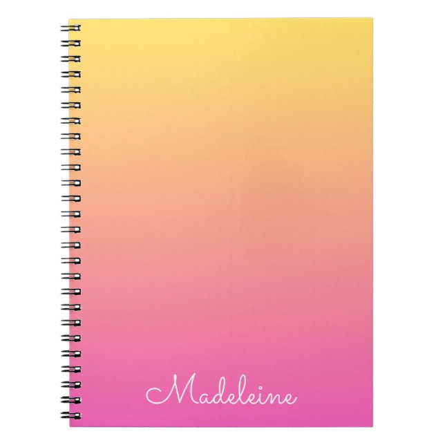 Cuaderno con gradiente pastel femenino de amarillo (Frente)