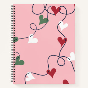 Cuaderno con guirnalda de corazón caprichosa