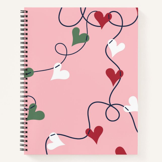 Cuaderno con guirnalda de corazón caprichosa (Anverso)