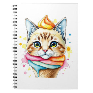 Cuaderno con helado y gato