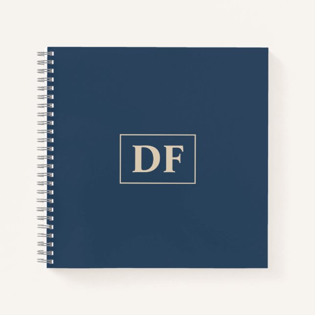 Cuaderno con iniciales de vainilla azul personaliz (Anverso)