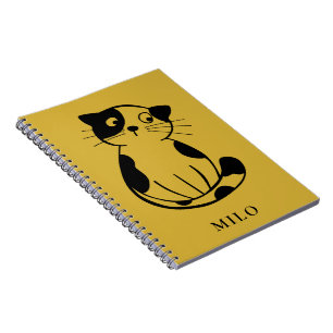 Cuaderno con marca de gato encantador con toque pe