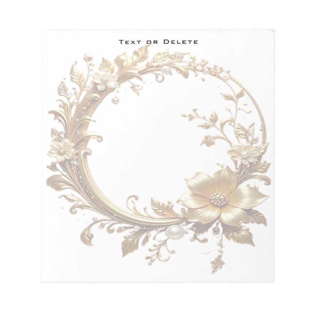 Cuaderno con Marco Adornado Floral Dorado (Frente)