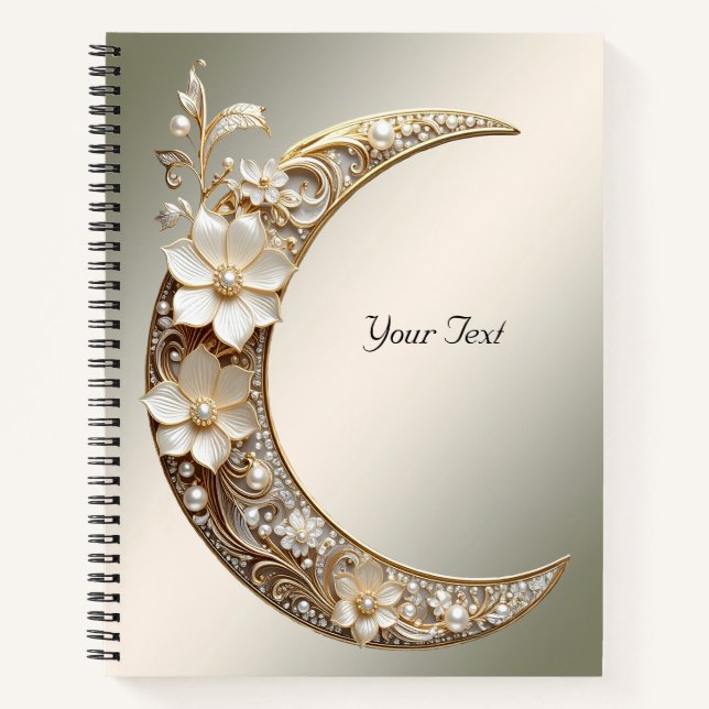 Cuaderno con Marco de Luna Creciente Decorativo (Anverso)