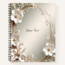 Cuaderno con Marco Floral Blanco Ornamentado