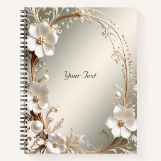 Cuaderno con Marco Floral Blanco Ornamentado