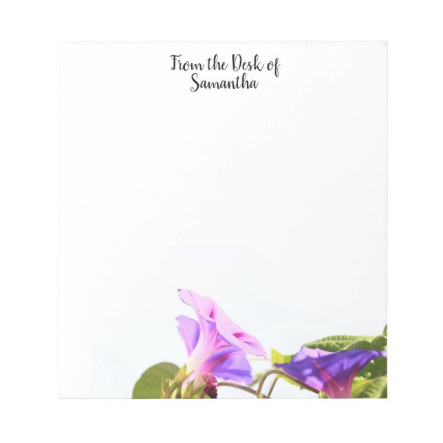 Cuaderno con membrete fijo de flor de gloria matut (Frente)