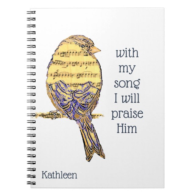 Cuaderno Con mi canción lo alabo Biblia Scripting Bird (Frente)