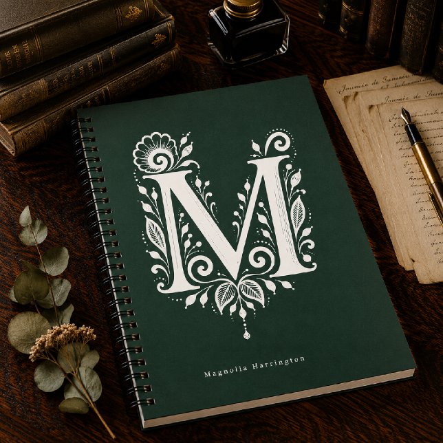 Cuaderno con monograma botánico de linóleo de la l (Subido por el creador)