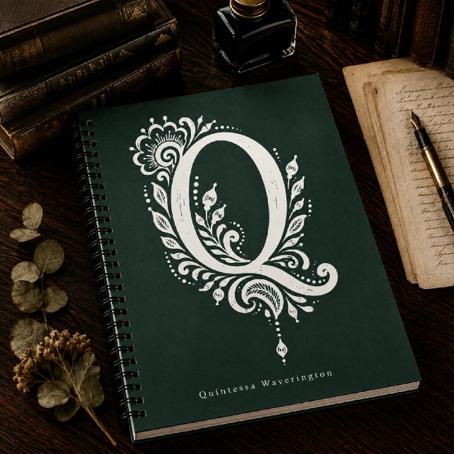 Cuaderno con monograma botánico de linóleo de la l (Subido por el creador)