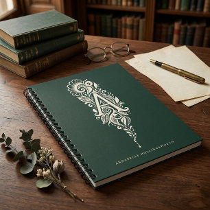 Cuaderno con monograma botánico de linóleo de la l