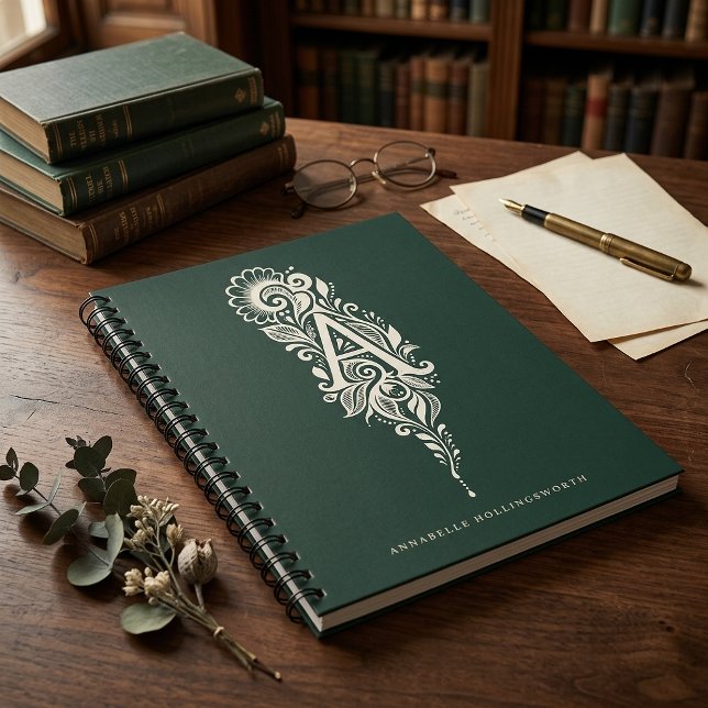 Cuaderno con monograma botánico de linóleo de la l (Subido por el creador)
