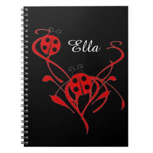 Cuaderno con monograma de mariquita y estampado fl