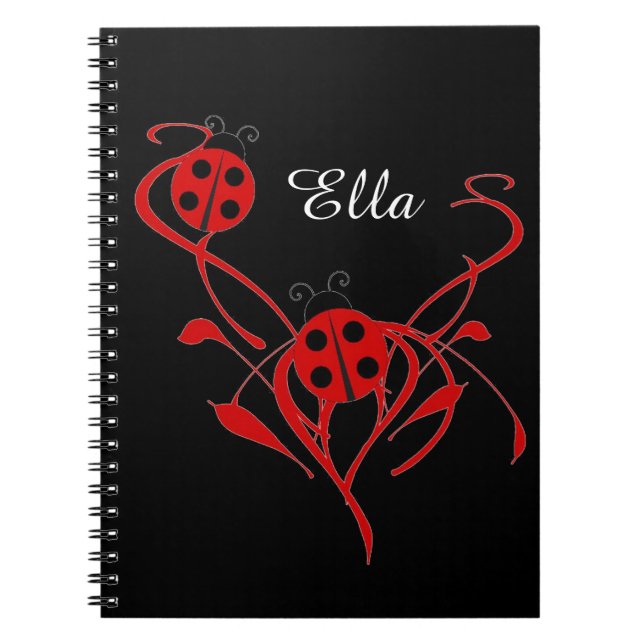 Cuaderno con monograma de mariquita y estampado fl (Frente)