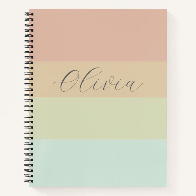 Cuaderno con nombre Olivia gradiente de salvia ros (Anverso)