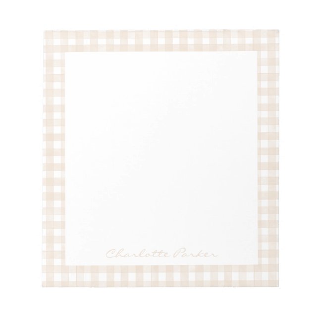 Cuaderno con nombre personalizado a cuadros beige (Frente)