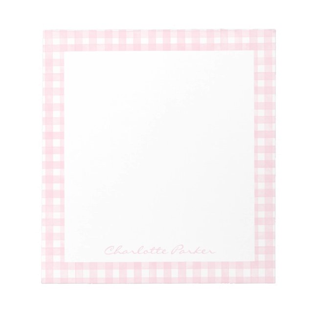Cuaderno con nombre personalizado a cuadros rosado (Frente)
