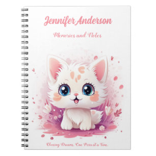 Cuaderno con nombre personalizado y adorable gato 