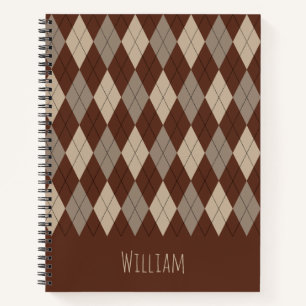 Cuaderno con patrón argyle beige y marrón