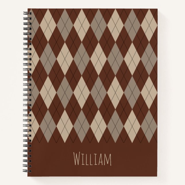 Cuaderno con patrón argyle beige y marrón (Anverso)