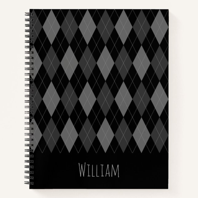 Cuaderno con patrón argyle gris y negro (Anverso)